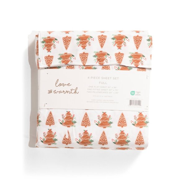 S L HOME FASHIONS multi Gingerbread Trees Sheet Set - Picture 2 of 2
